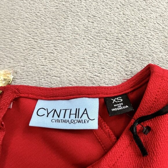 Cynthia Rowley Women XS Red Hots Holiday Glam Dress 7227353 Gold Talon Zipper - Picture 3 of 11